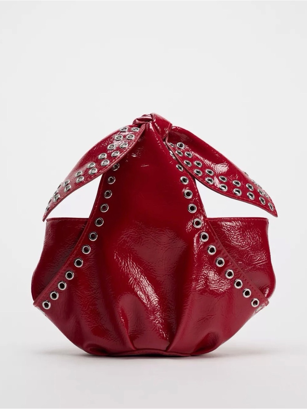 Zara Red Eyelet Knot-Top Mini Bag